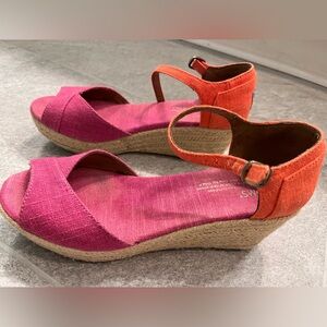 TOMS Pink and Orange Women's Wedge Sandals